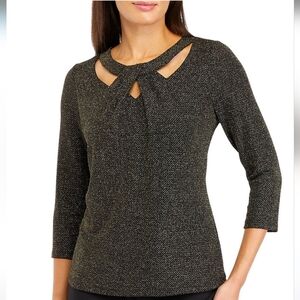 Kasper Twist Neck Knit Metallic Top - Size M